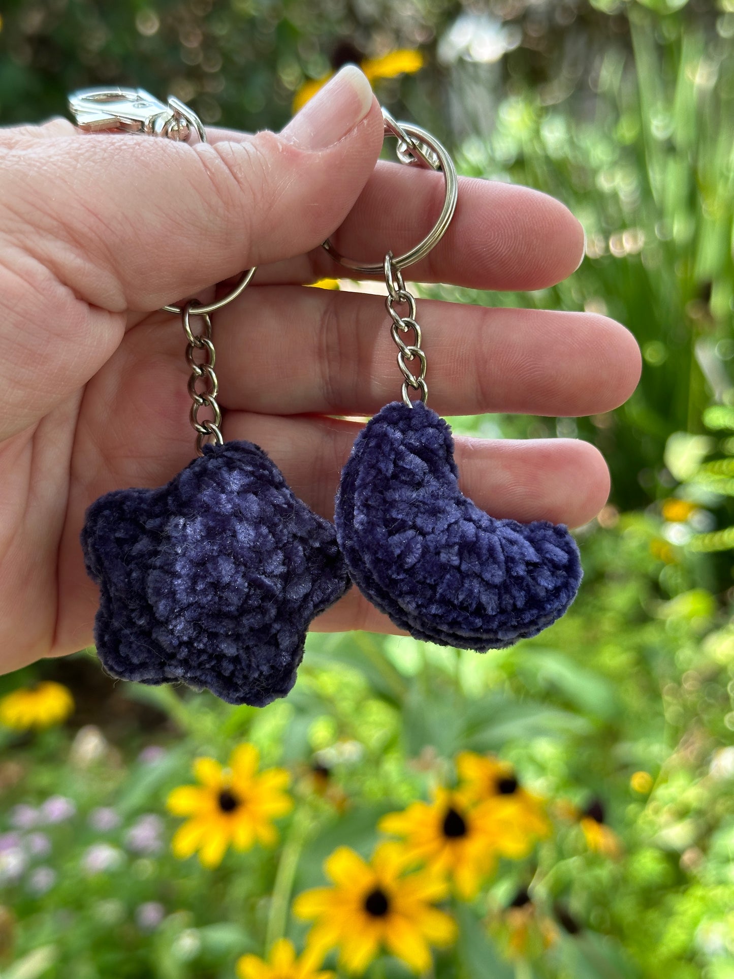 Moon & Star Velvet Fidget Keychains